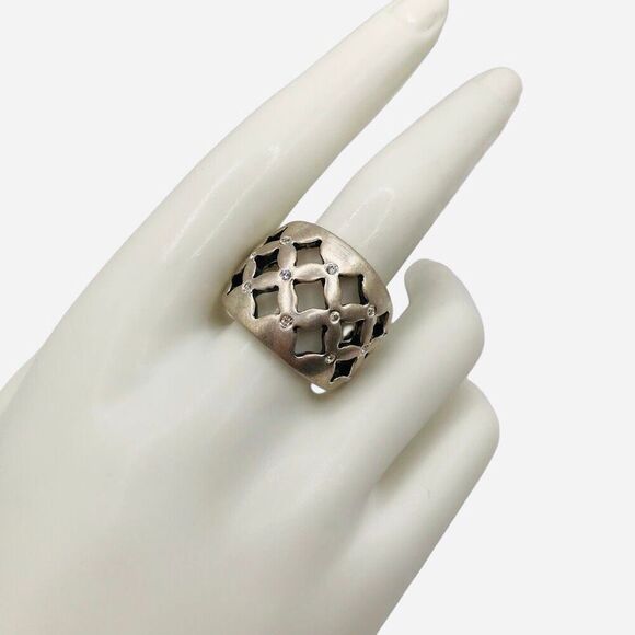 Premier Designs "Starry night" Banded Silver Ring Size 9 - Picture 1 of 7